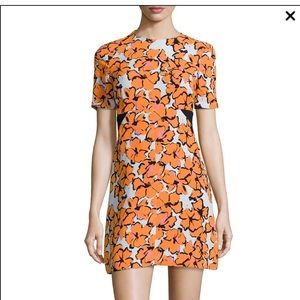 A.L.C.  Nora Floral Print Silk Dress‎ Orange Mini 0